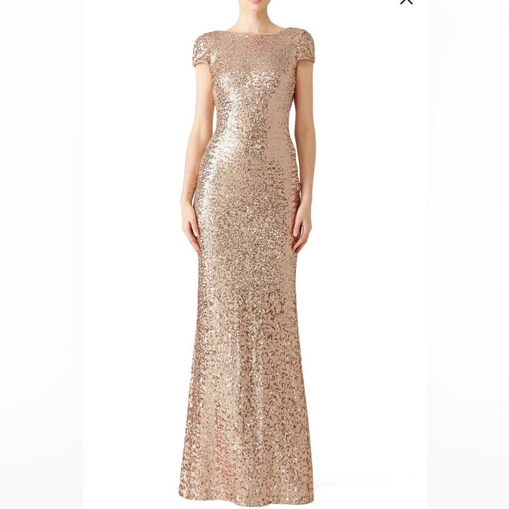 Badgley Mischka Blush Sequins Gown